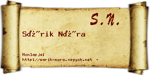 Sárik Nóra névjegykártya