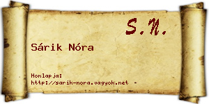 Sárik Nóra névjegykártya